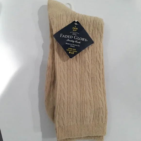 Faded Glory Underwear & Socks | 1 Pair Faded Glory Men's Socks - Size 8-12 Beige Color Nylon Dress Socks | Color: Tan | Size: 8-12 | Dudestore's